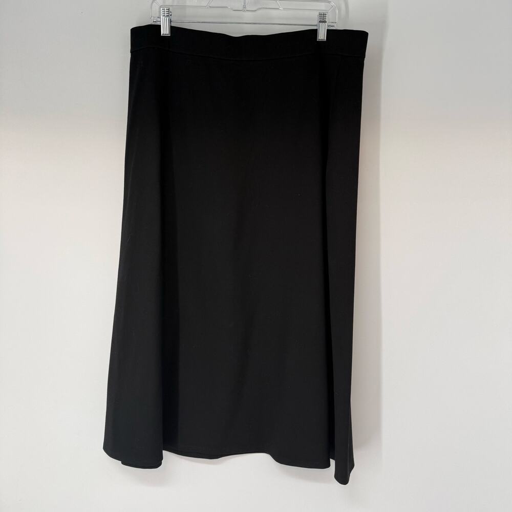 Eileen Fisher A Line Midi Skirt Womens XL Black Pull On High Waisted